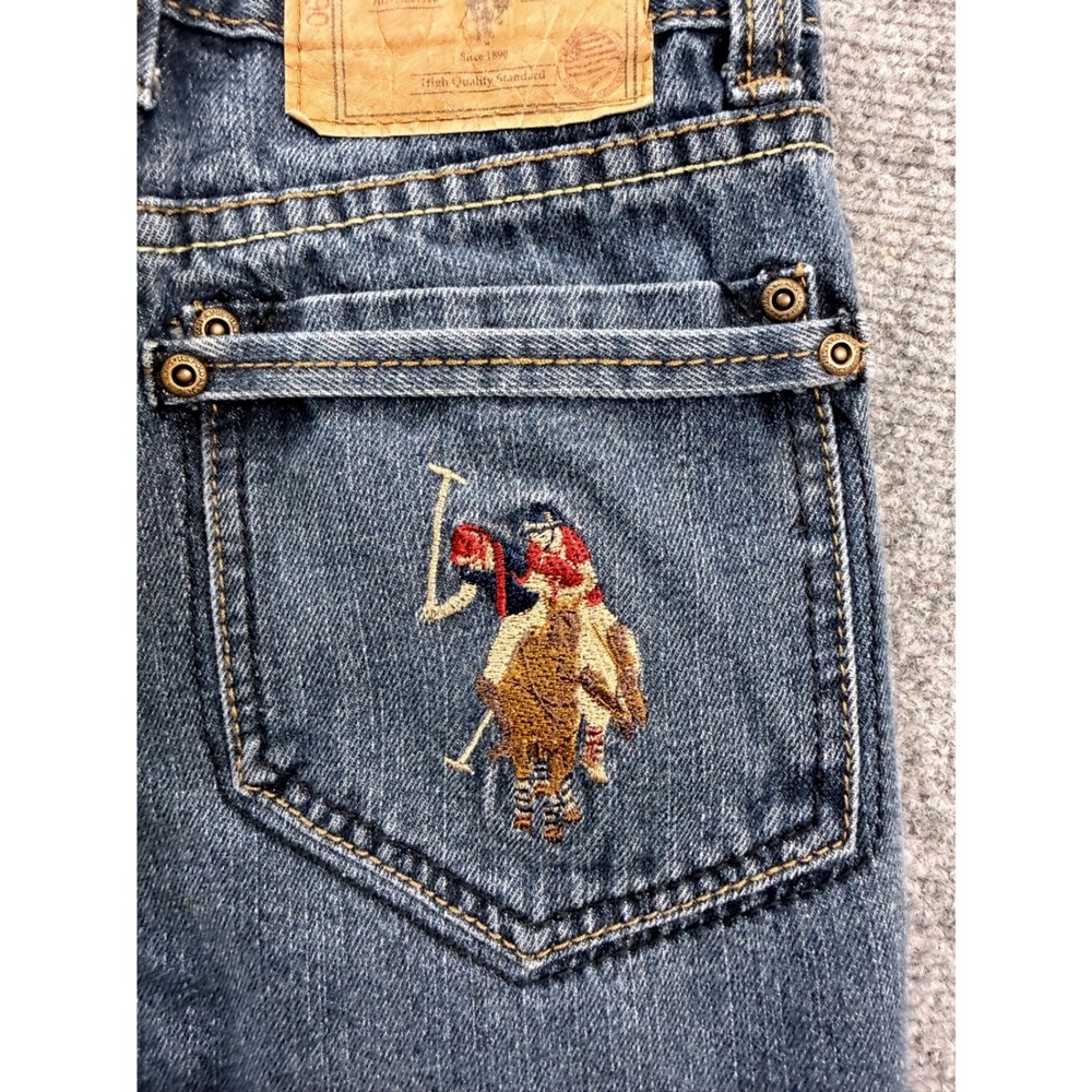 US Polo Assn Kids Boys Size 12 Slim Straight Jeans Blue Denim Embroidered Vtg - Picture 3 of 12